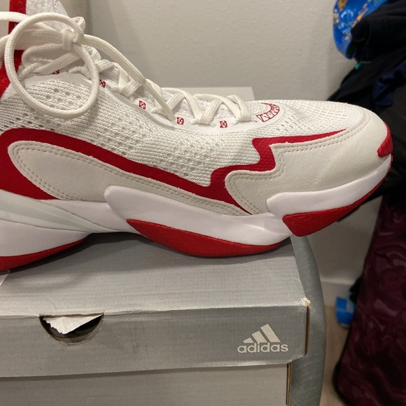 adidas Red and White Athletic Shoes - Picture 6 of 7